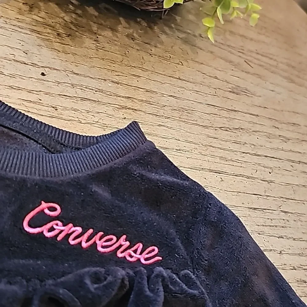 Black velvet jogger set XS size 4 Converse